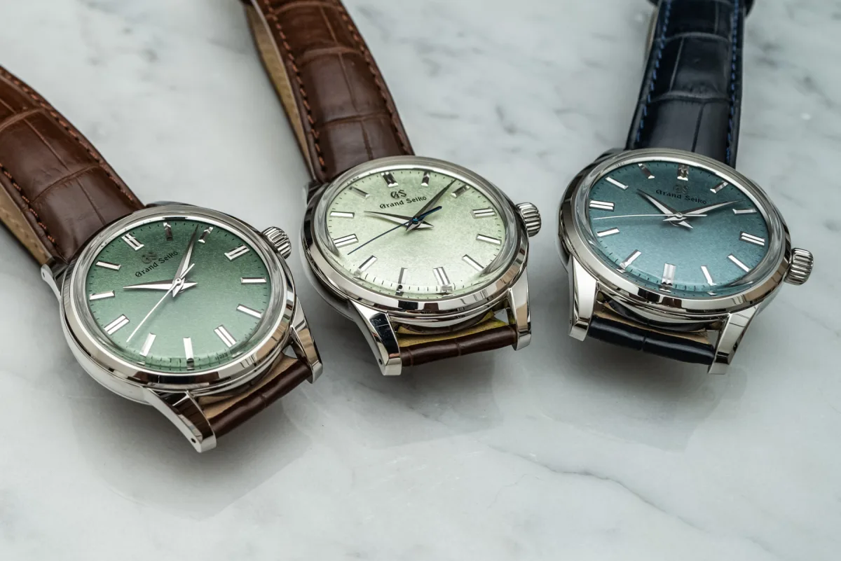 Grand Seiko Elegance Collection trio with green dials