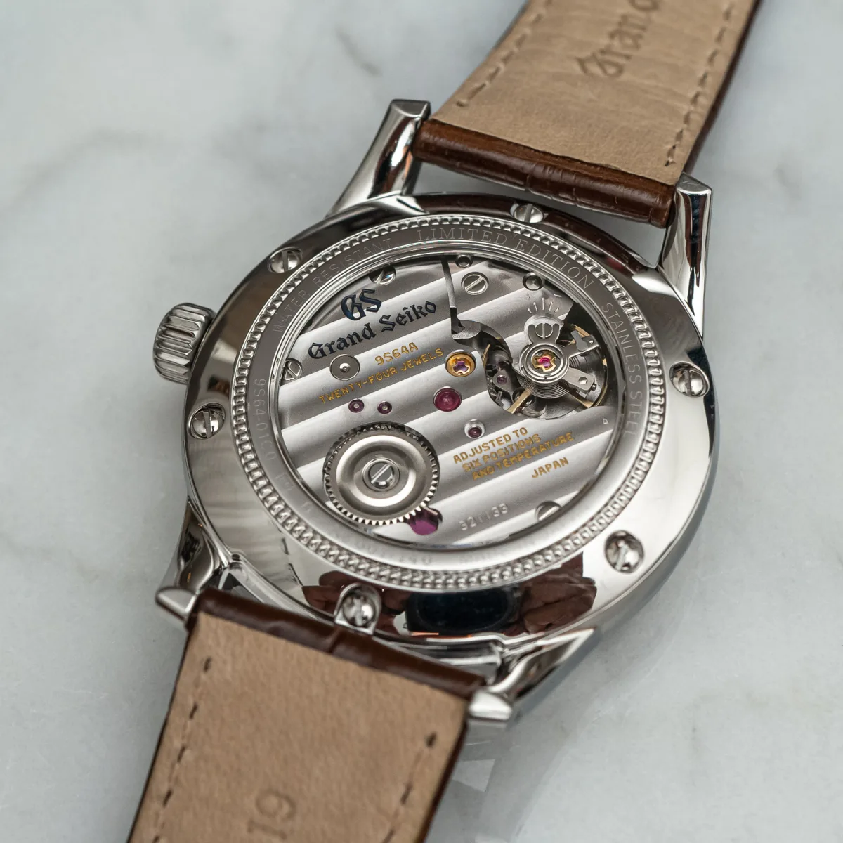 Close-up of Grand Seiko Elegance crown