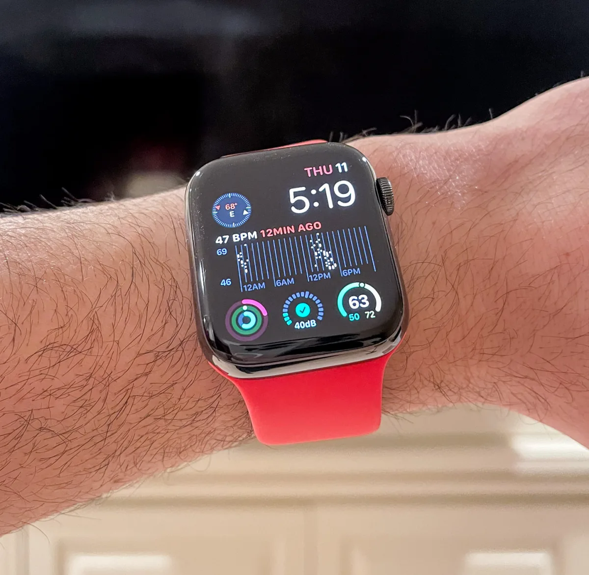 Apple Watch showing workout statistics