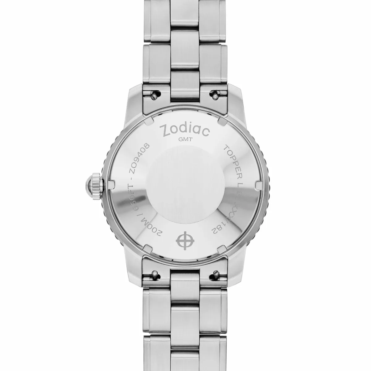 Close-up of Zodiac Sea Wolf GMT showing dial and bezel