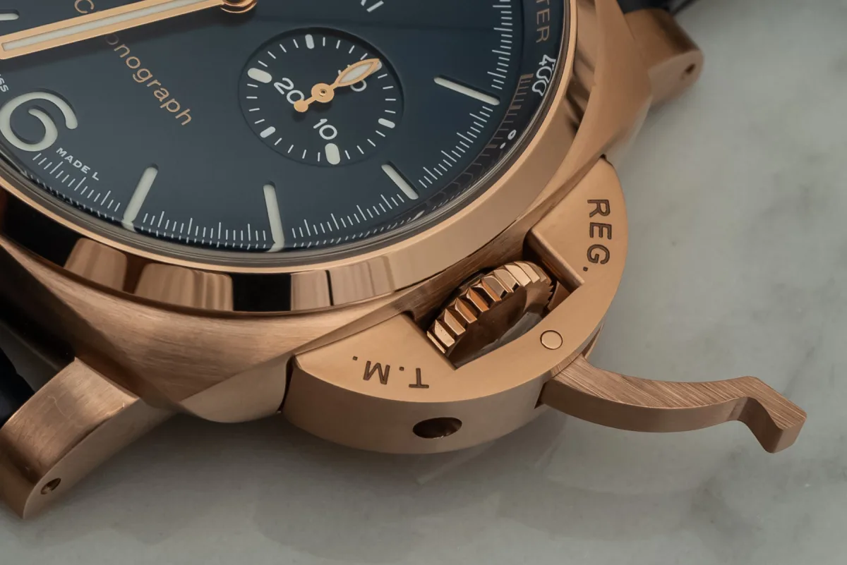 Panerai Goldtech Blu Notte dial and case detail