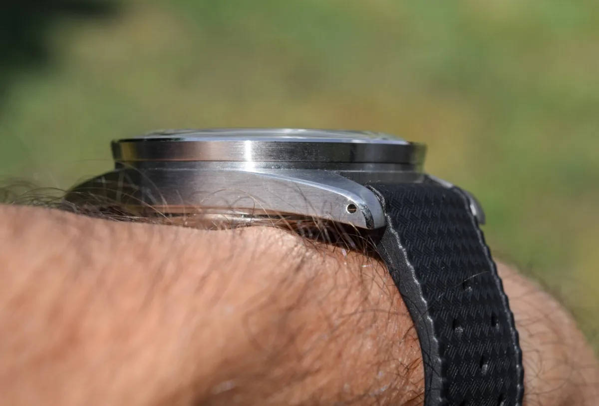 Baltic Aquascaphe Dual-Crown watch on wrist