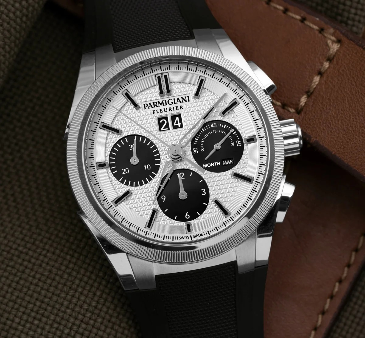 Parmigiani Tondagraph GT Steel Silver Black front view