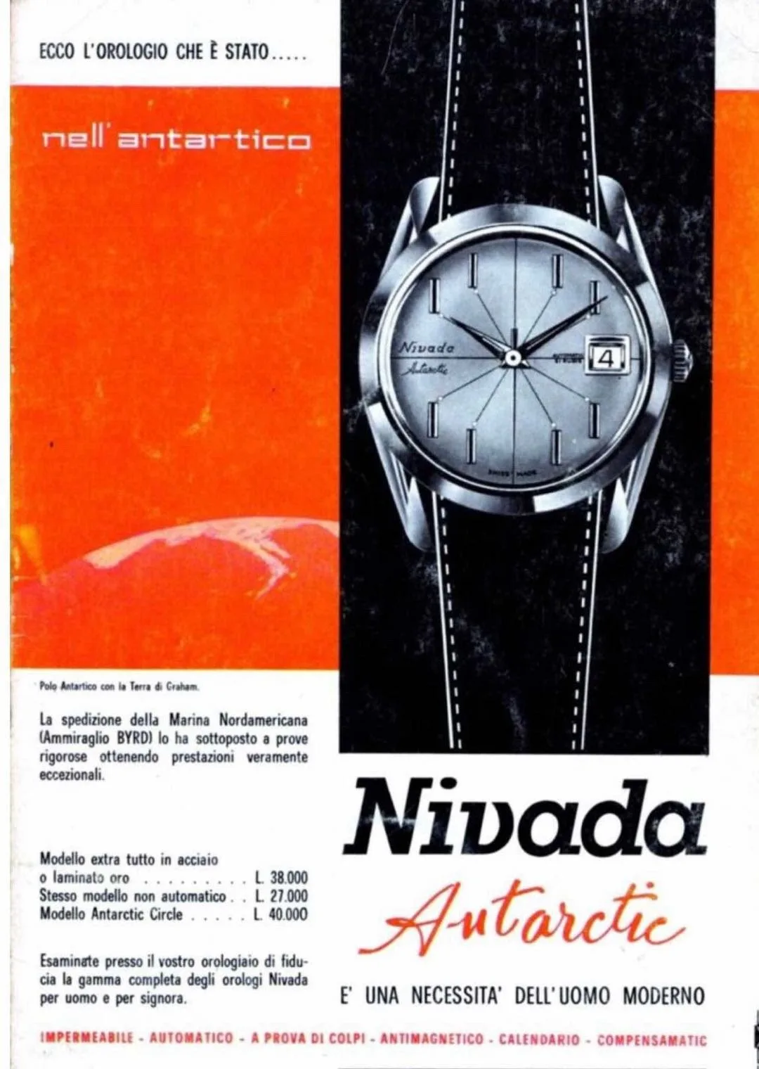 Nivada Grenchen Antarctic Spider watch on a vintage background