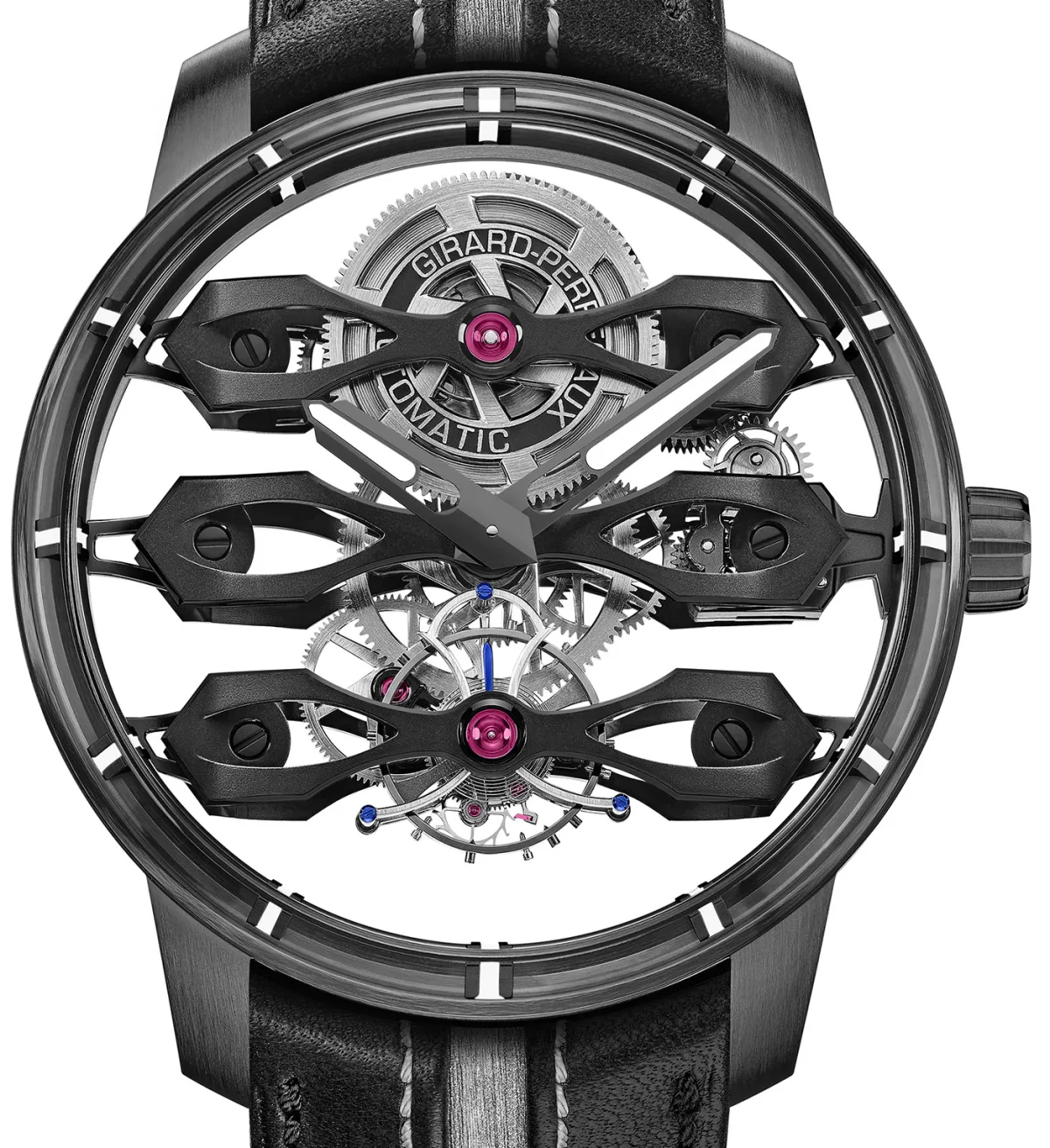 Close-up of the skeletonized movement of the Aston Martin Edition