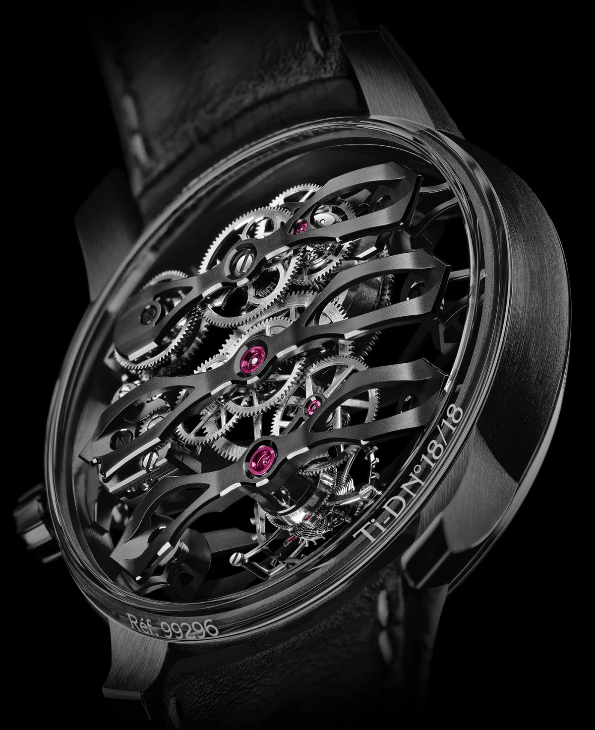 Detailed view of the tourbillon mechanism in the Aston Martin Edition