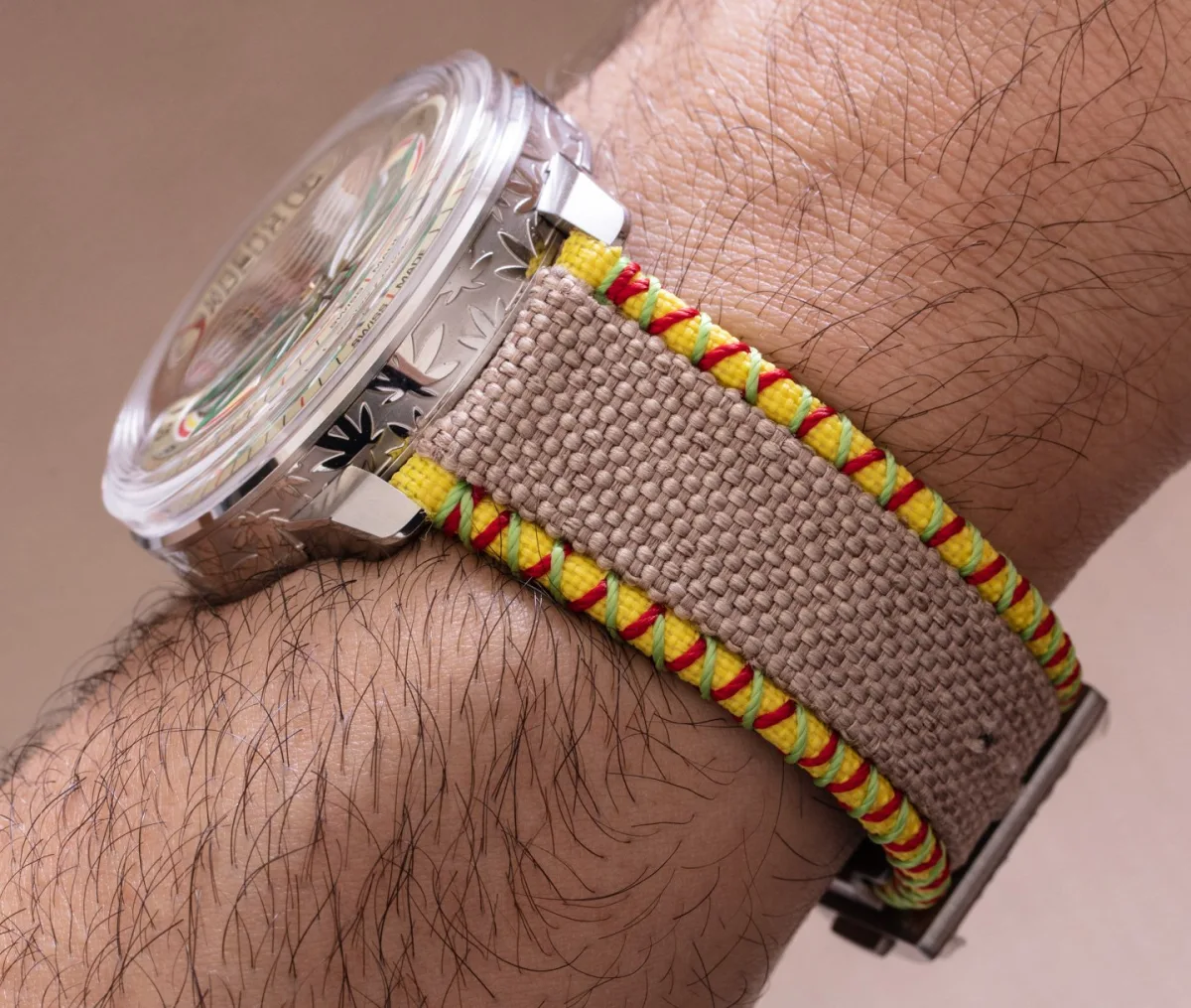 Bomberg BB-01 watch showing luminescent hands