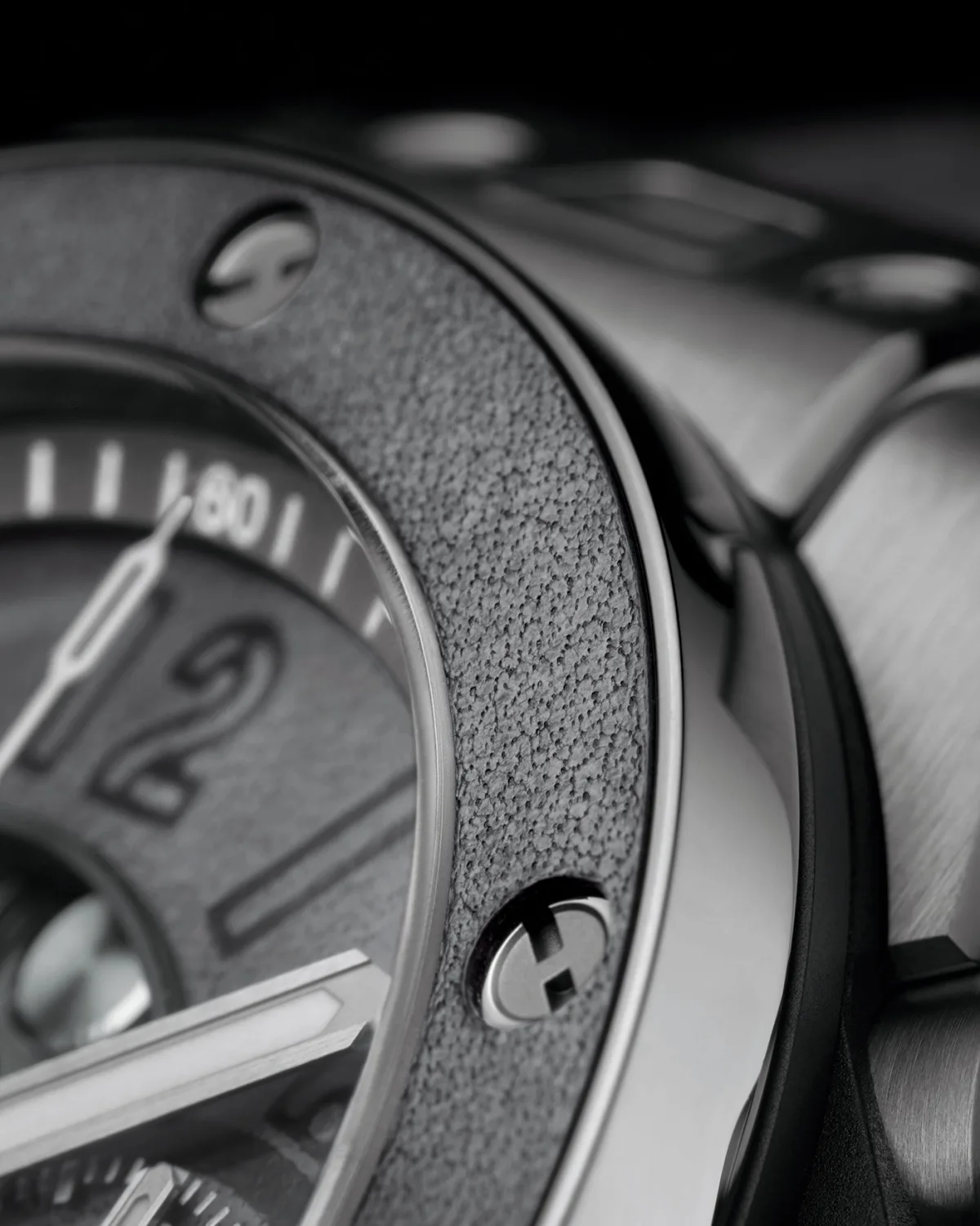 Close-up of Hublot Big Bang Unico Berluti Aluminio case
