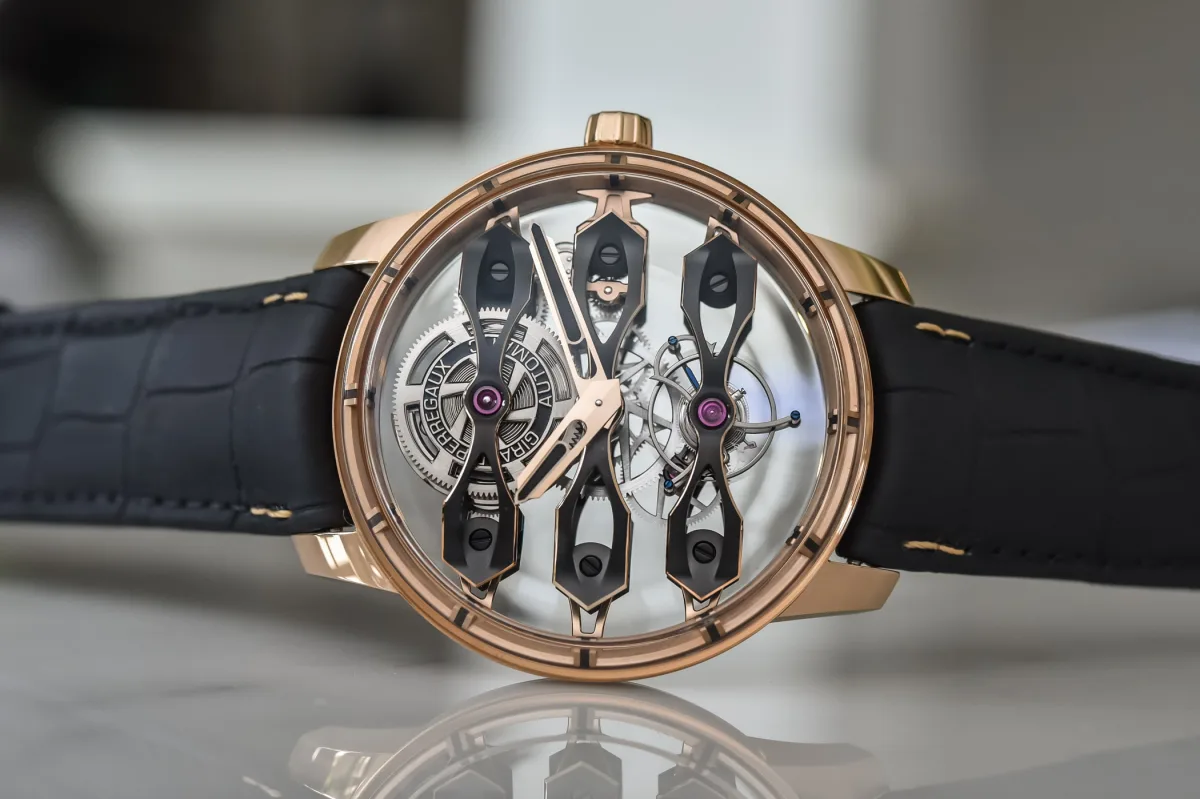 Close-up of the Girard-Perregaux watch bridges