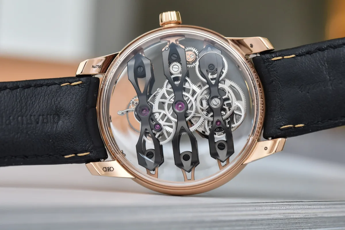 Back view of the Girard-Perregaux with black PVD-coated bridges