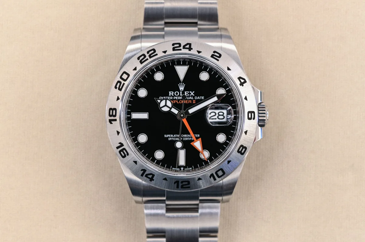 Rolex Explorer II 226570 watch with orange accents