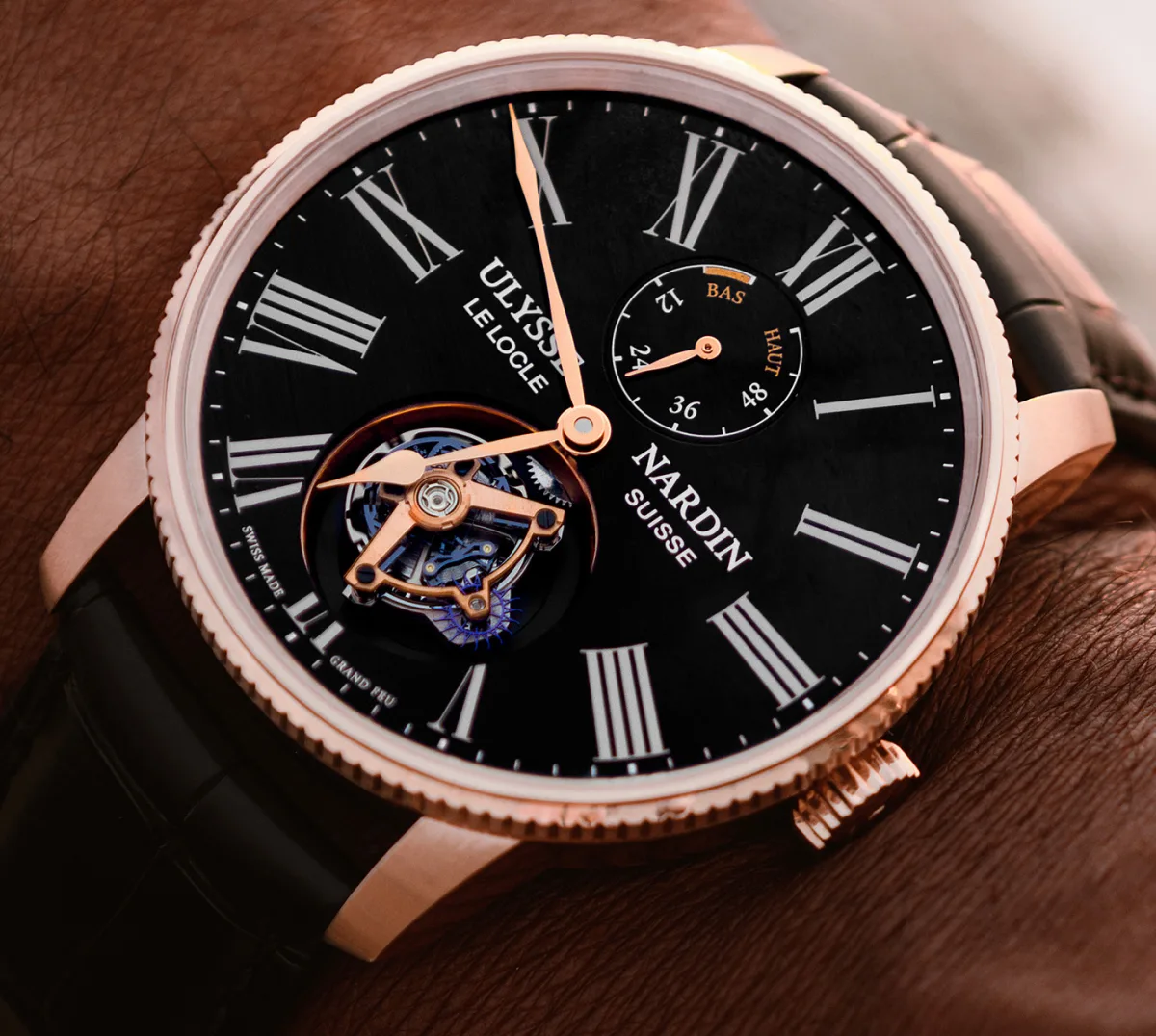 Side view of Ulysse Nardin Marine Torpilleur Tourbillon Grand Feu case