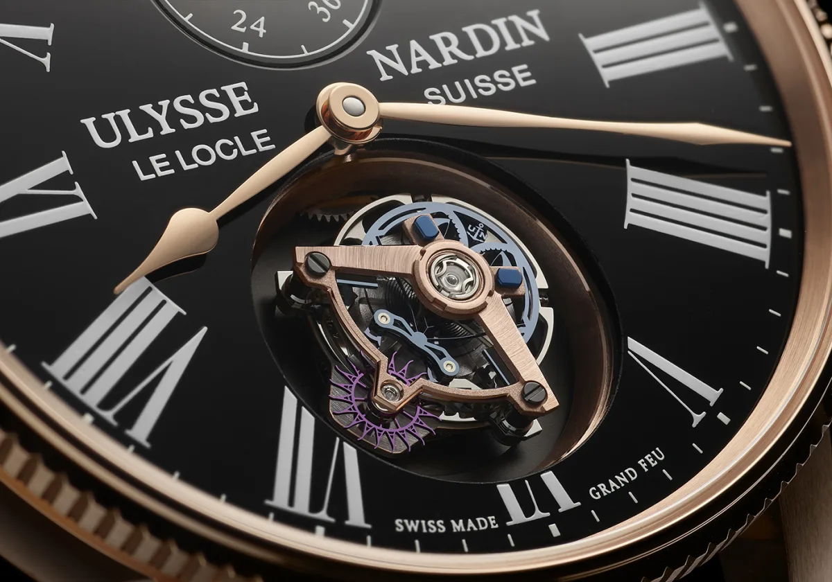 Detailed view of Ulysse Nardin Marine Torpilleur Tourbillon mechanism