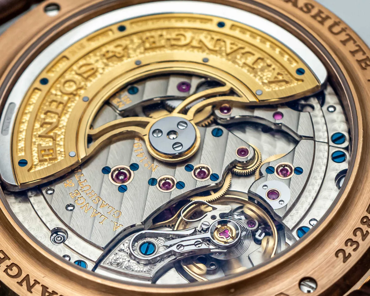 Close-up of Lange 1 Perpetual Calendar dial