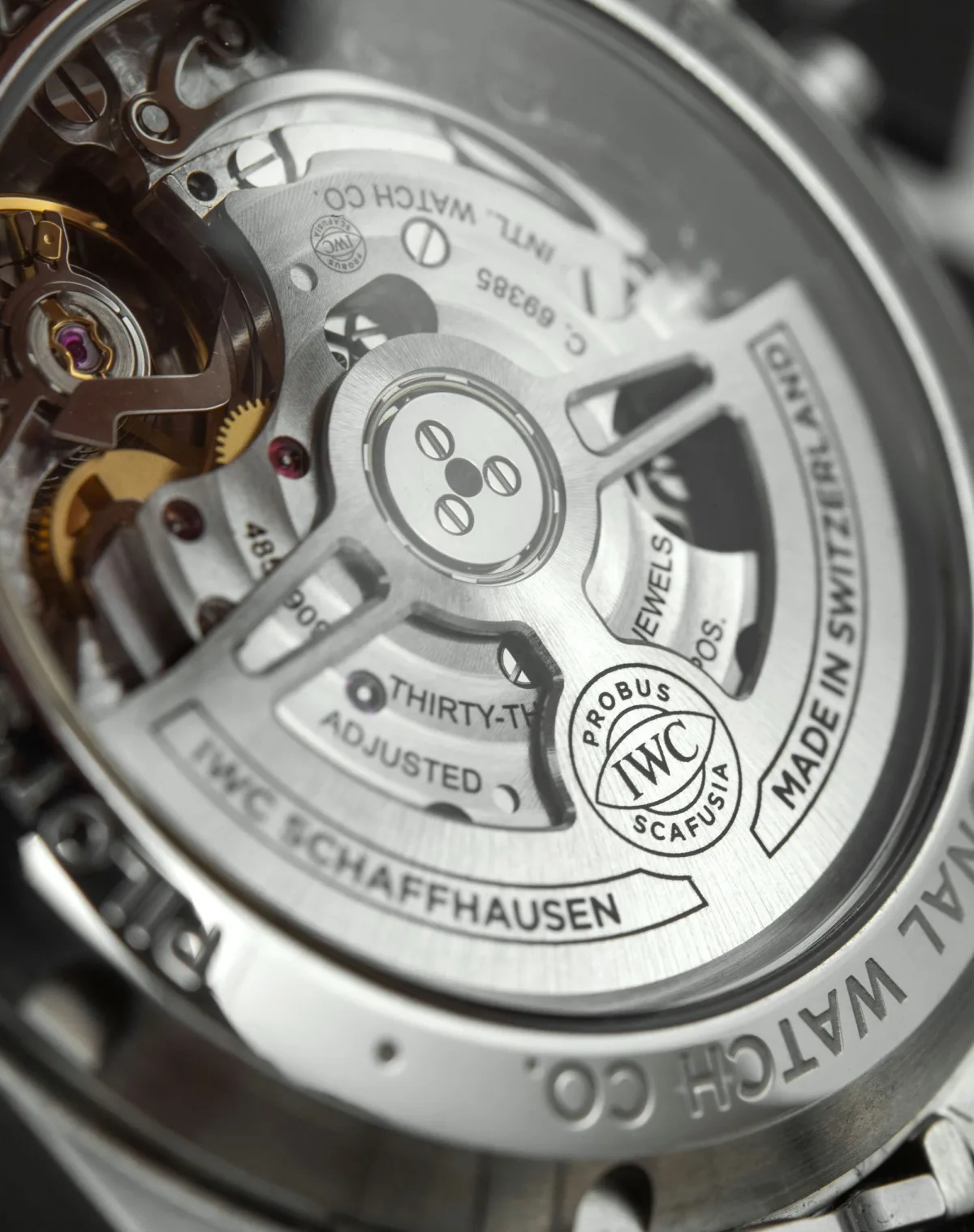 Transparent case back of IWC Pilot’s Watch Chronograph 41