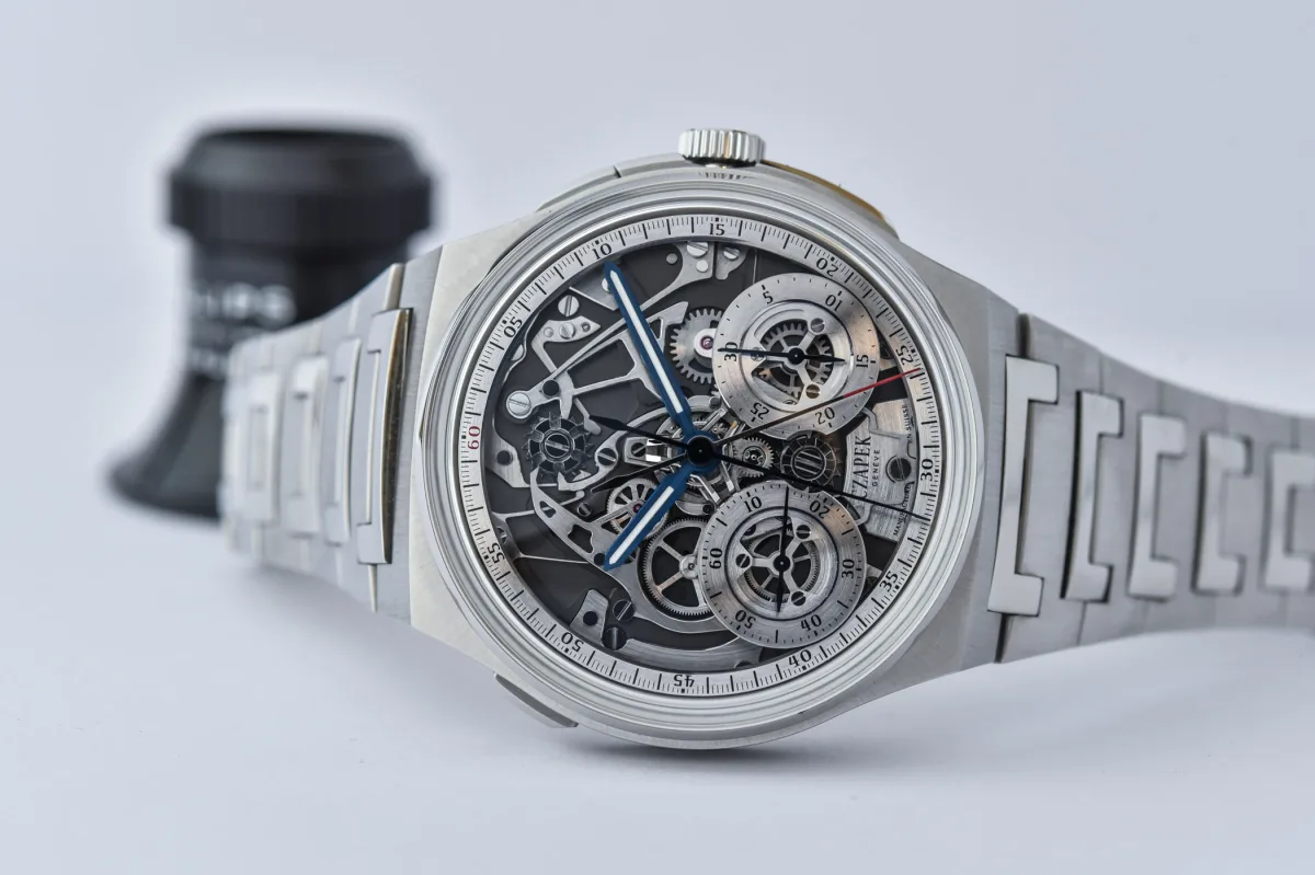 Czapek Antarctique Rattrapante with steel bracelet and folding clasp