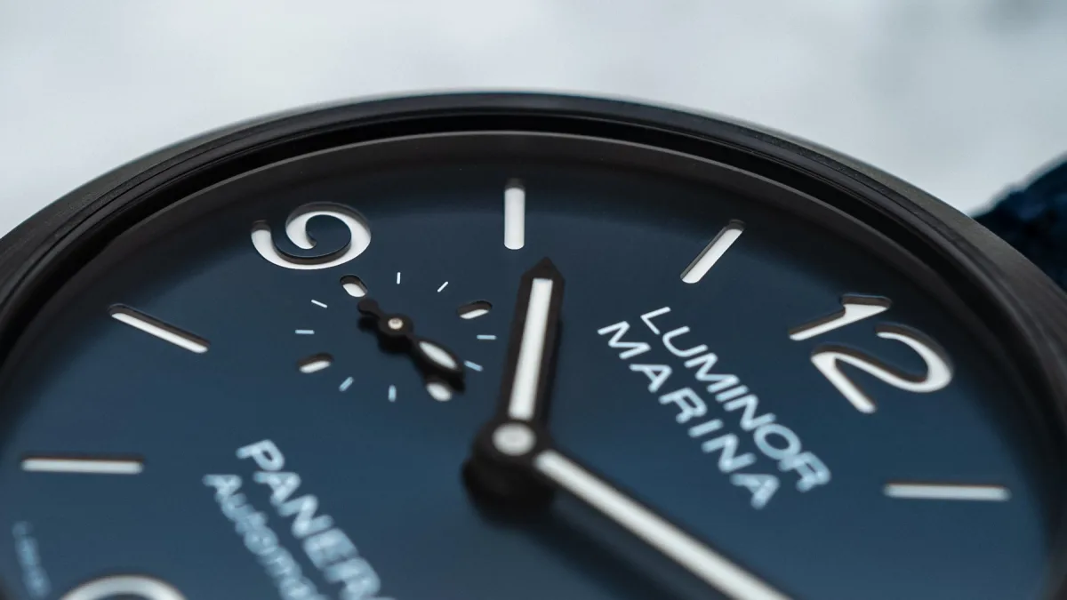 Panerai watch with blue dial and lume