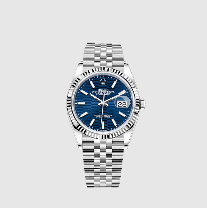 Rolex Datejust Ref. 126234-0049 with blue fluted dial and jubilee bracelet