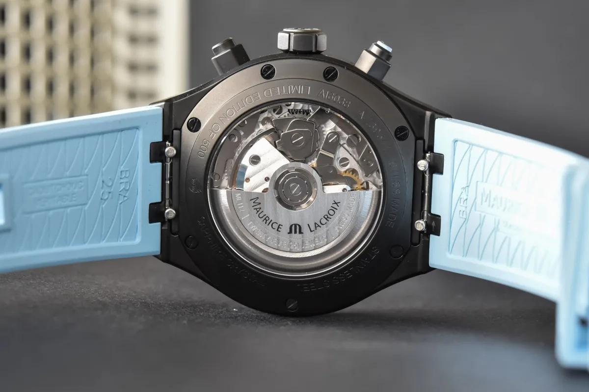 View of the movement inside Maurice Lacroix Aikon Automatic Chronograph
