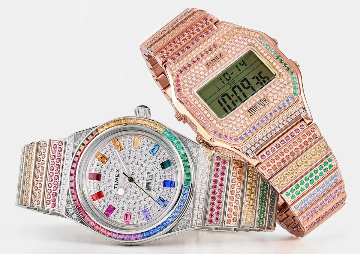 Timex x Judith Lieber watch with gemstones