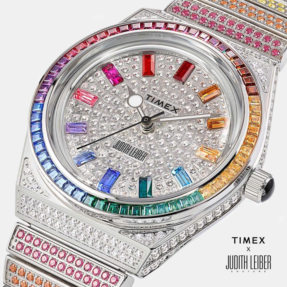 Timex x Judith Lieber watch dial with crystals