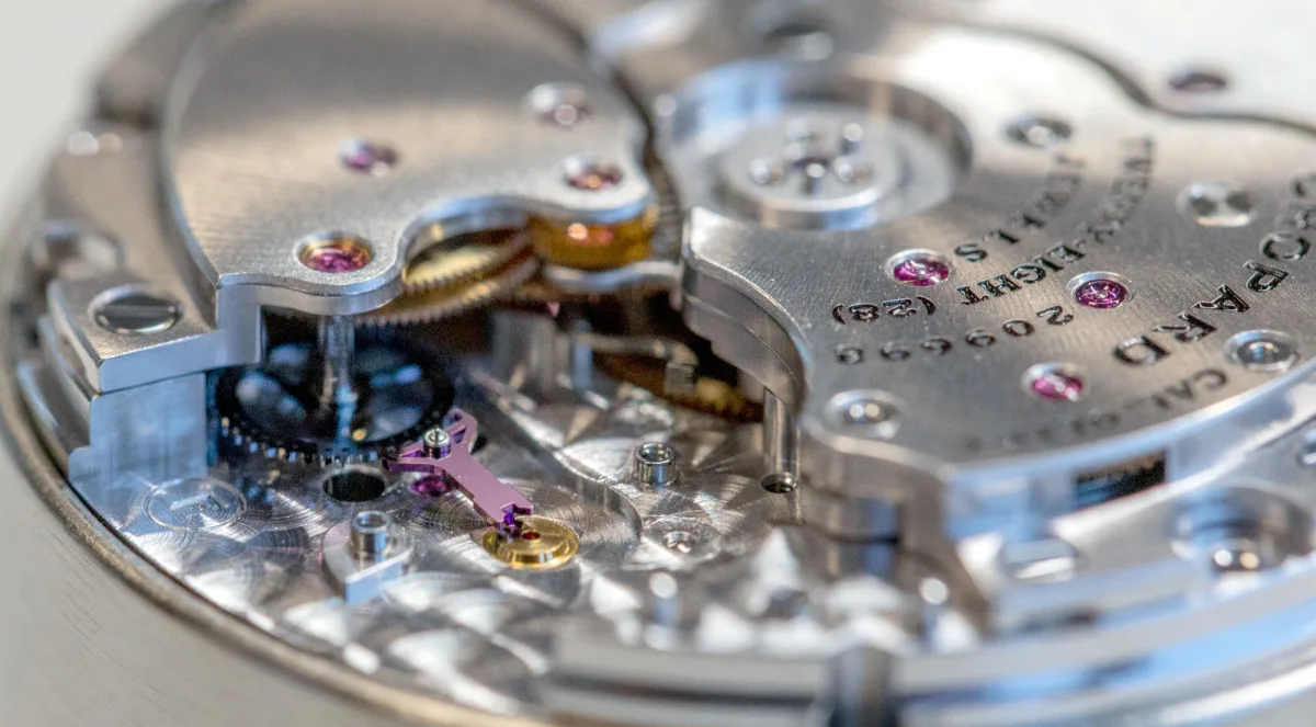 Close-up of the Chopard Alpine Eagle Cadence 8HF dial