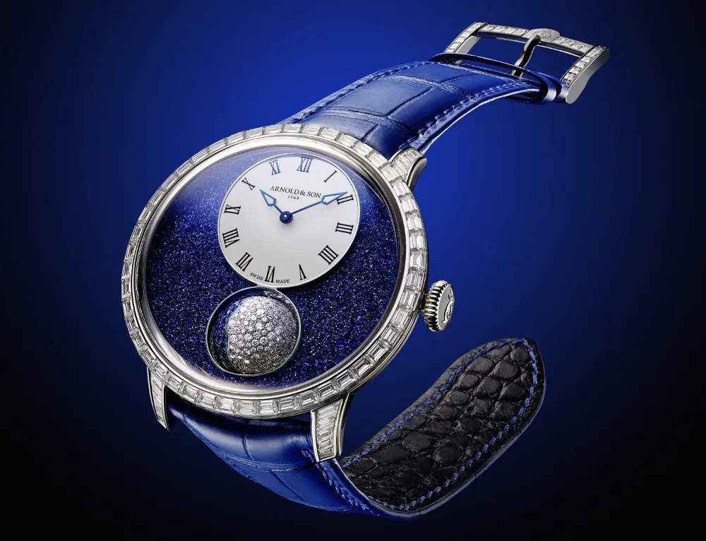 Arnold & Son Luna Magna Ultimate 1 watch with diamond bezel