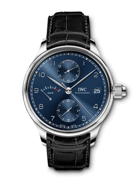 Close-up of IWC blue ceramic watch