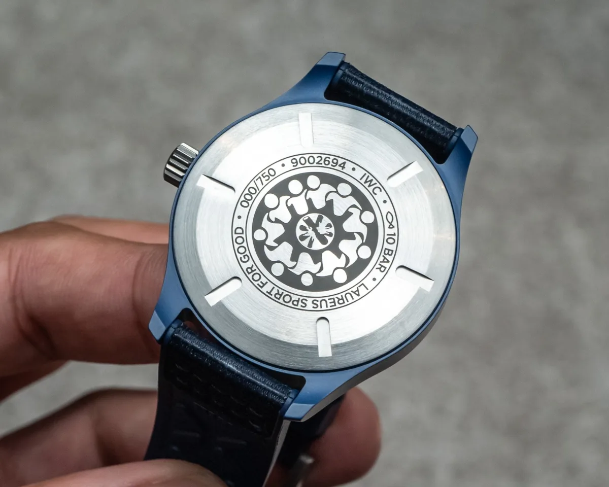 IWC Pilot's Watch Laureus edition on wrist