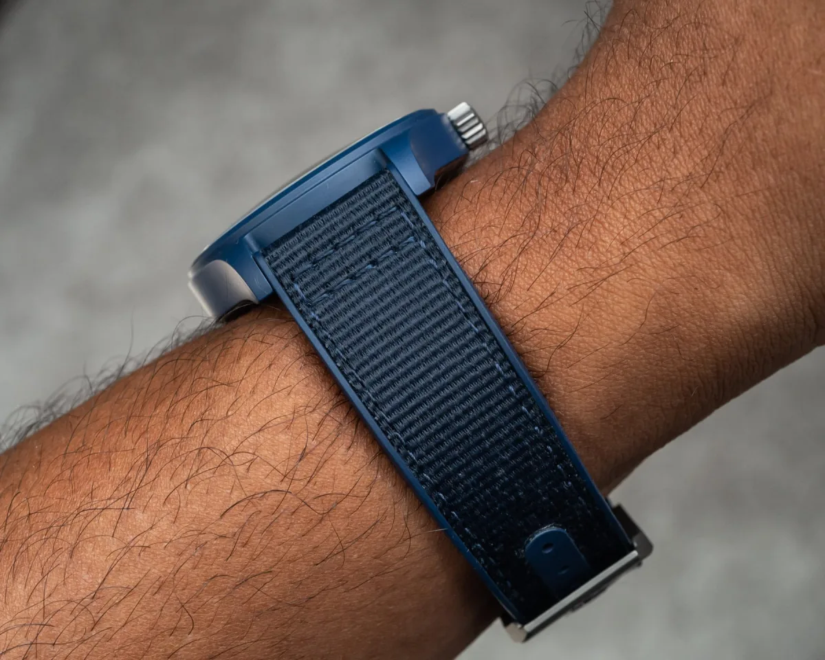 IWC blue ceramic watch with blue strap