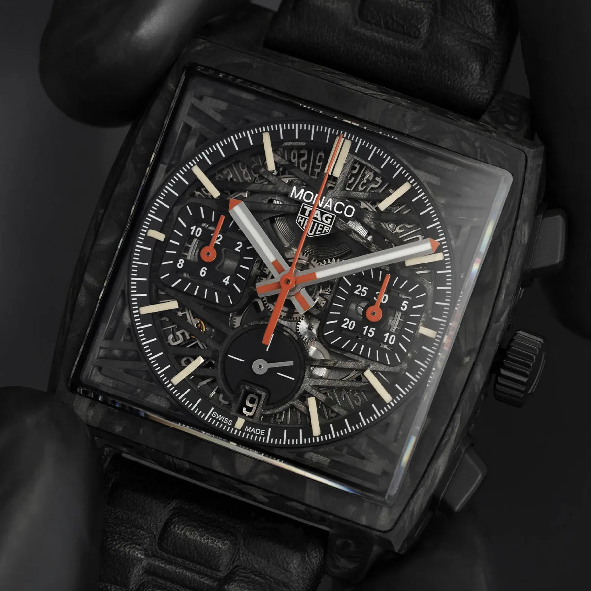 TAG Heuer Only Watch Carbon Monaco watch front view