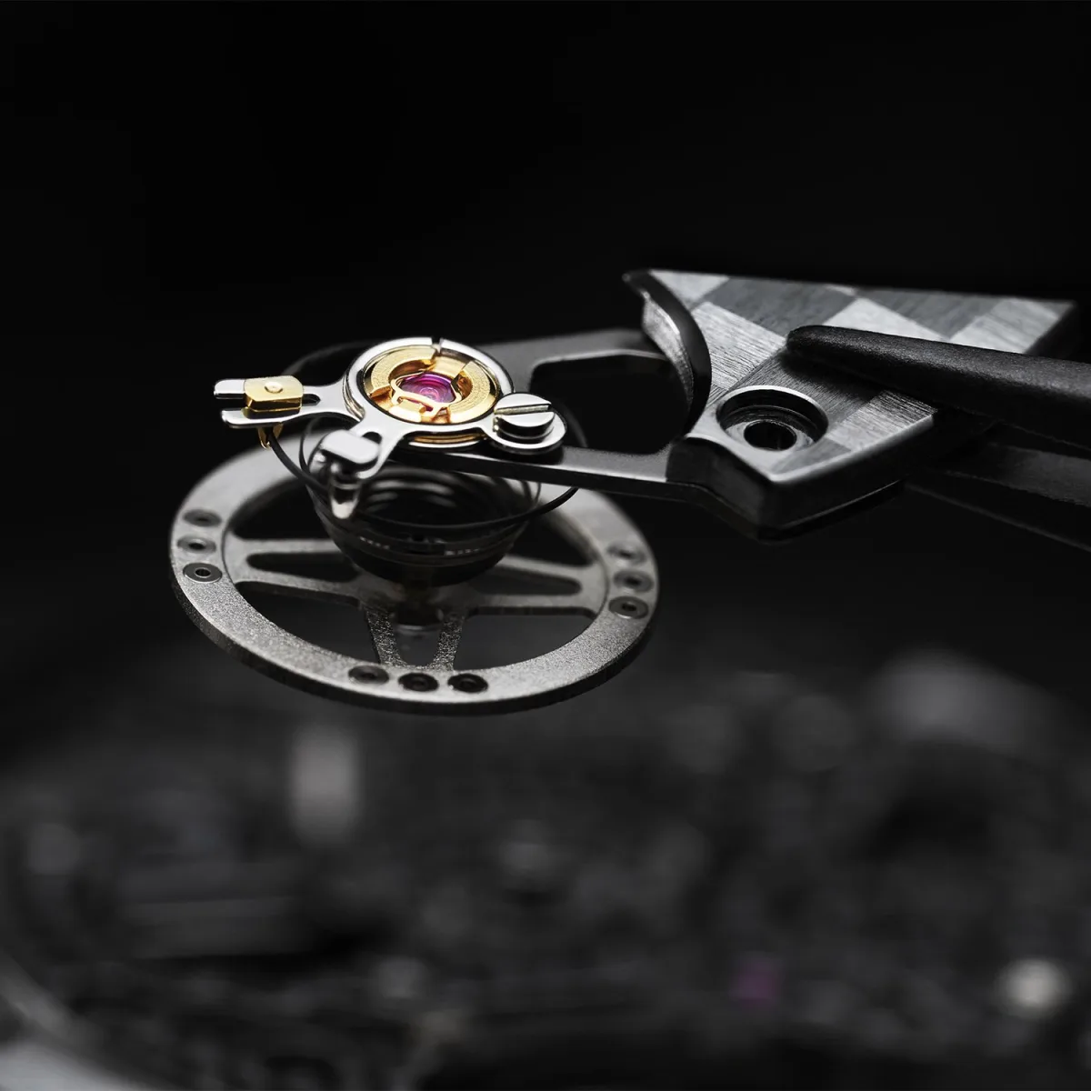 Heuer 02 chronograph movement with carbon hairspring