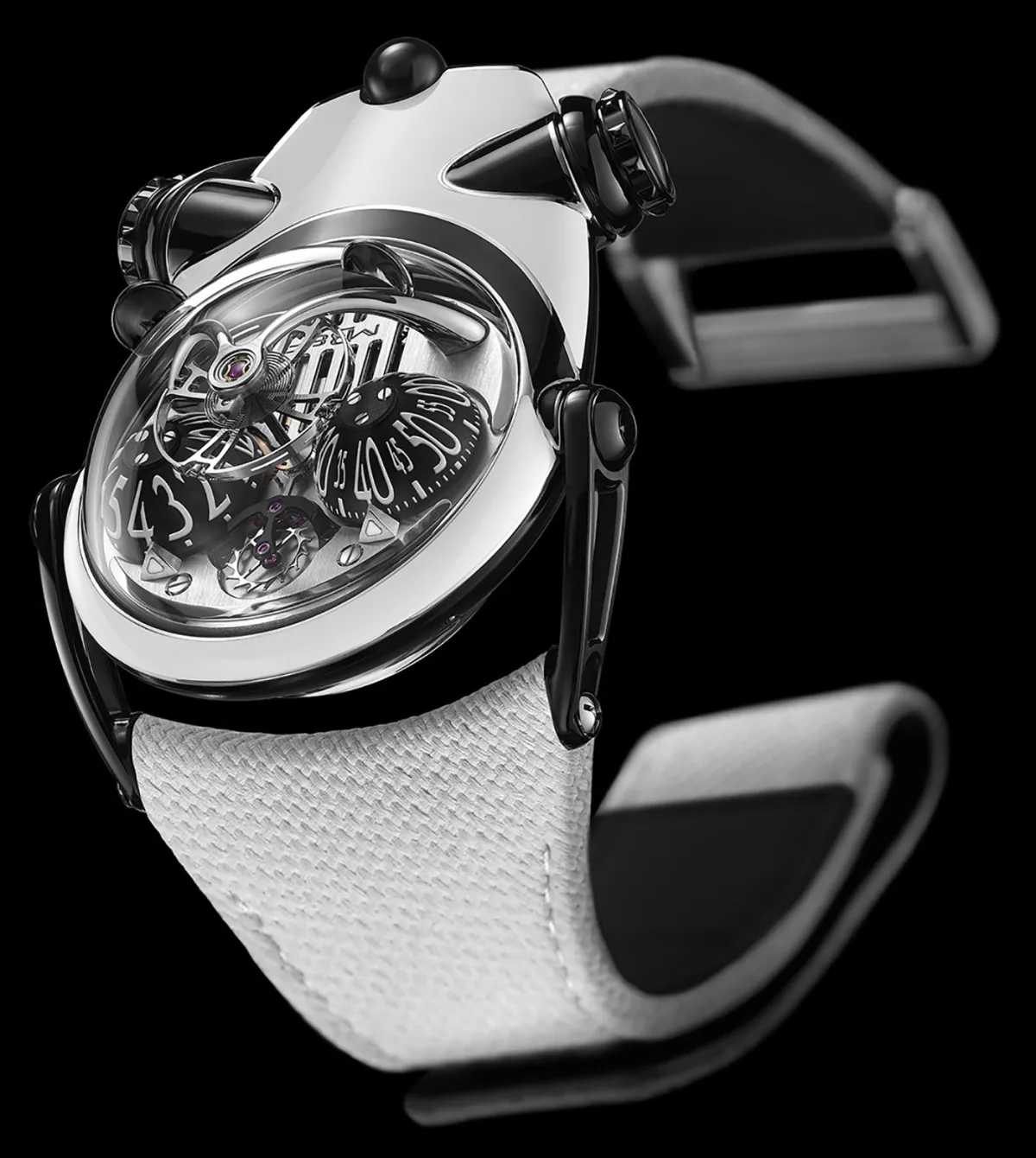 Close-up of MB&F HM10 Panda watch case design
