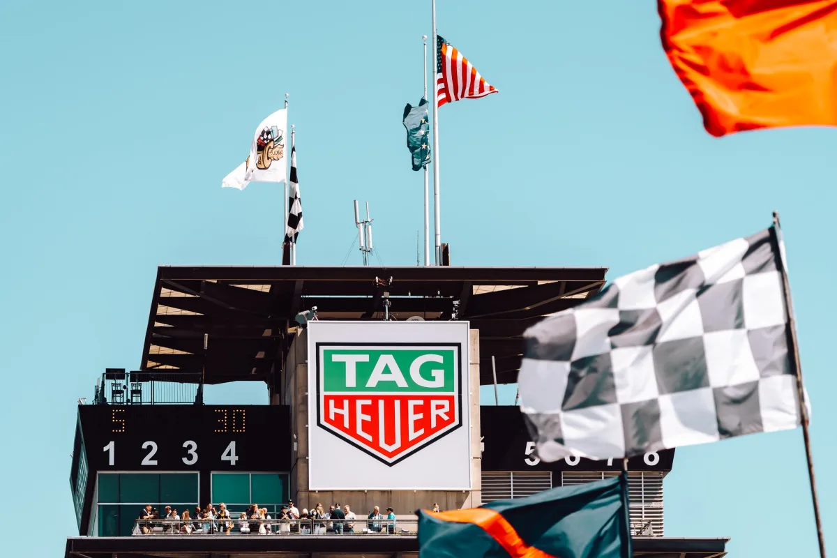 Indy 500 race attendees under the TAG Heuer Pagoda