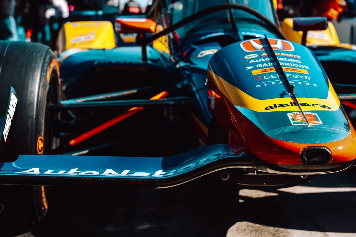 IndyCar at the track with TAG Heuer branding