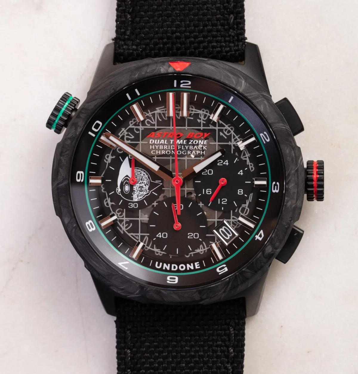 Detailed view of UNDONE Astro Boy watch face