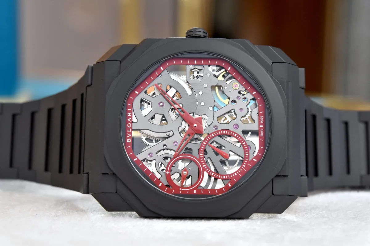 Bvlgari Octo Finissimo Skeleton Red watch front view