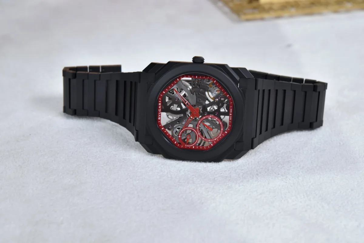 Side profile of Bvlgari Octo Finissimo Skeleton Red