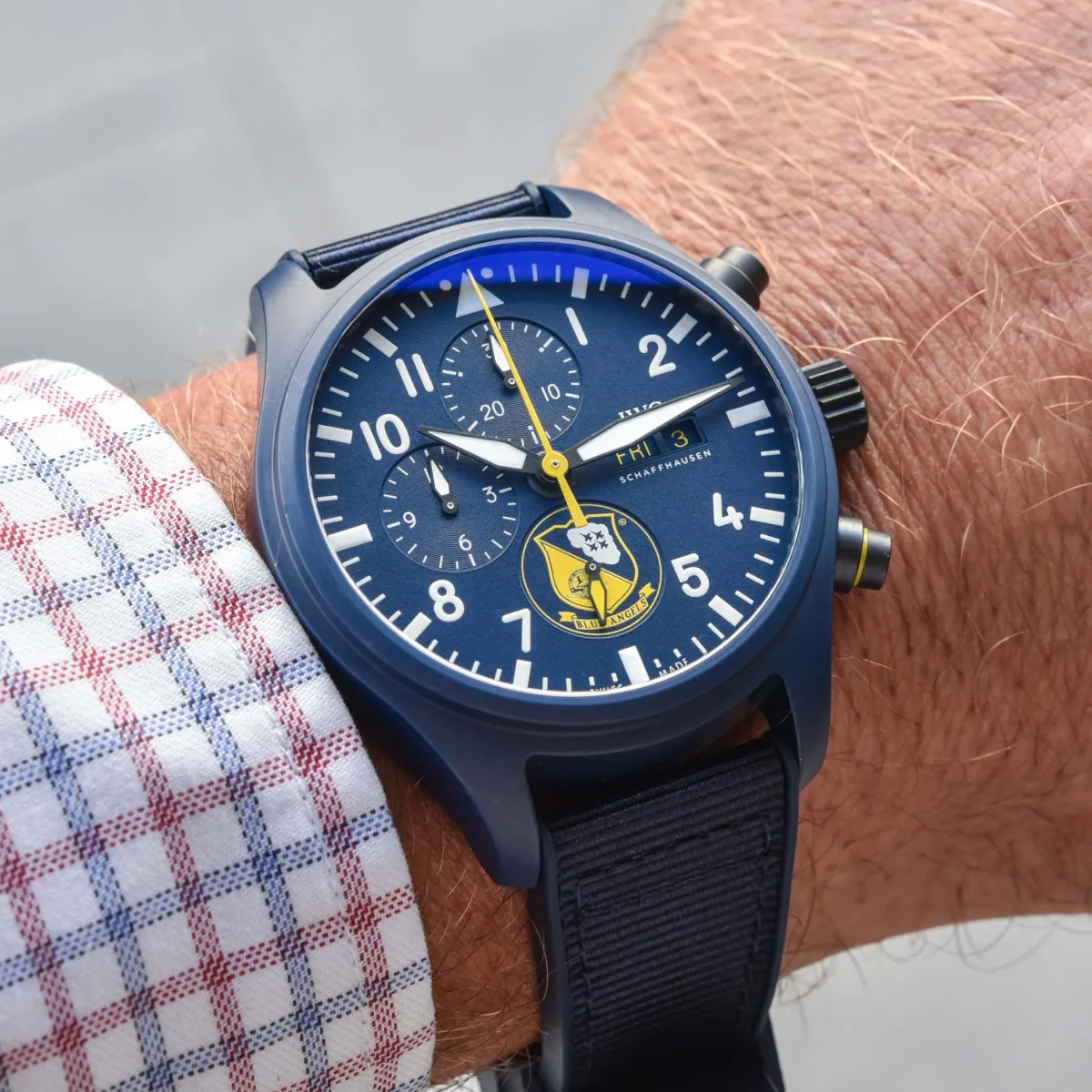 IWC Pilot’s Watch Blue Angels with blue and yellow design