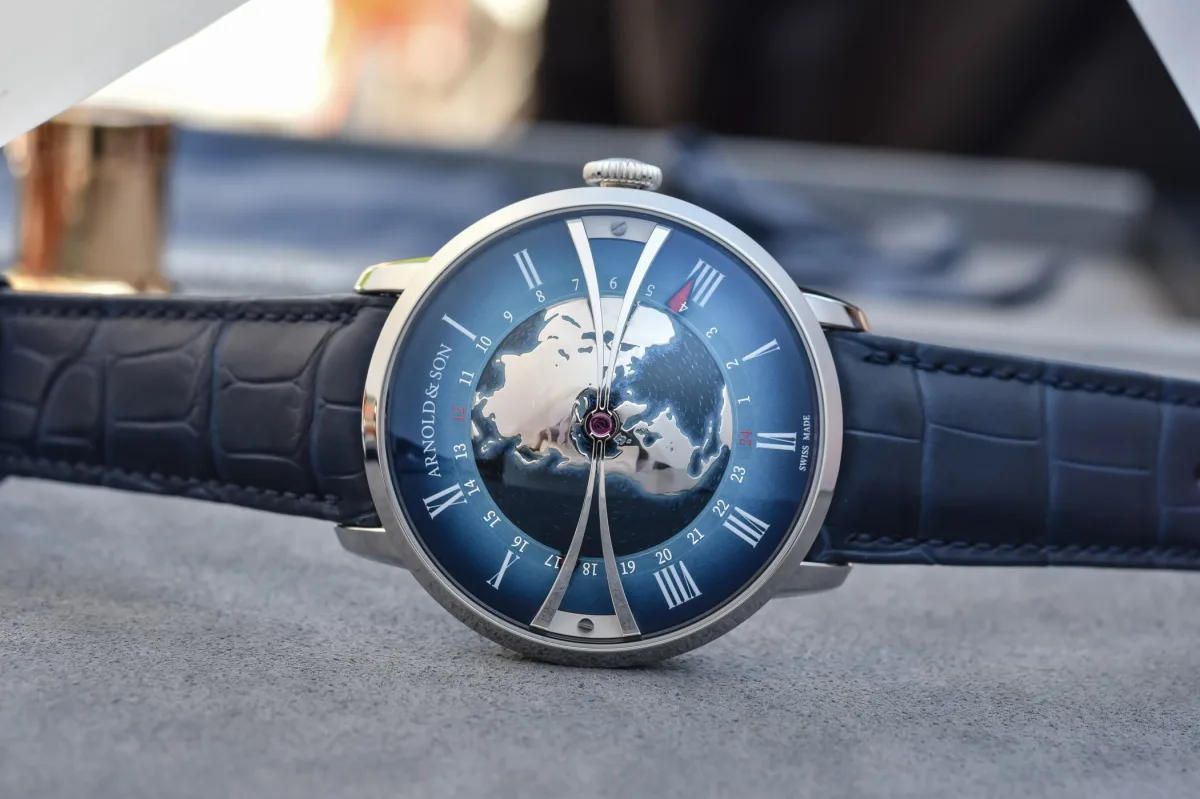 Arnold & Son Globetrotter blue dome center dial