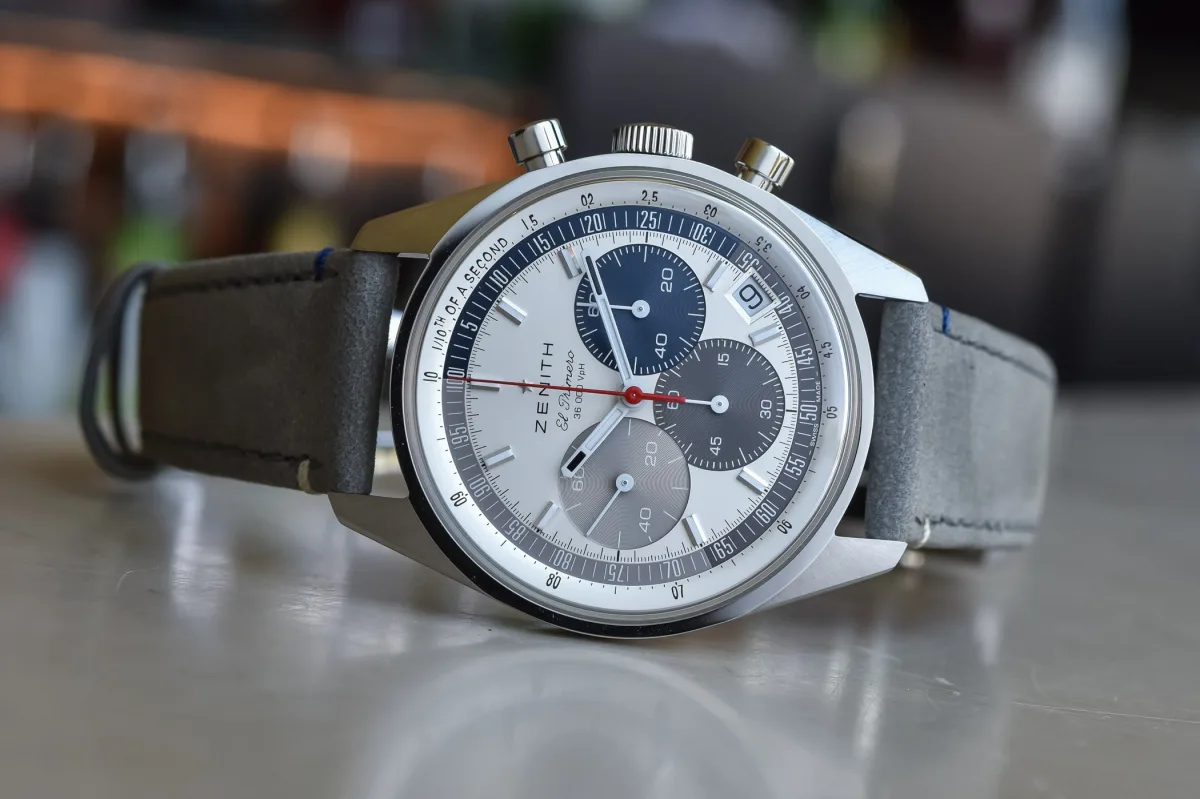 Gray calf leather strap of Zenith Chronomaster Original