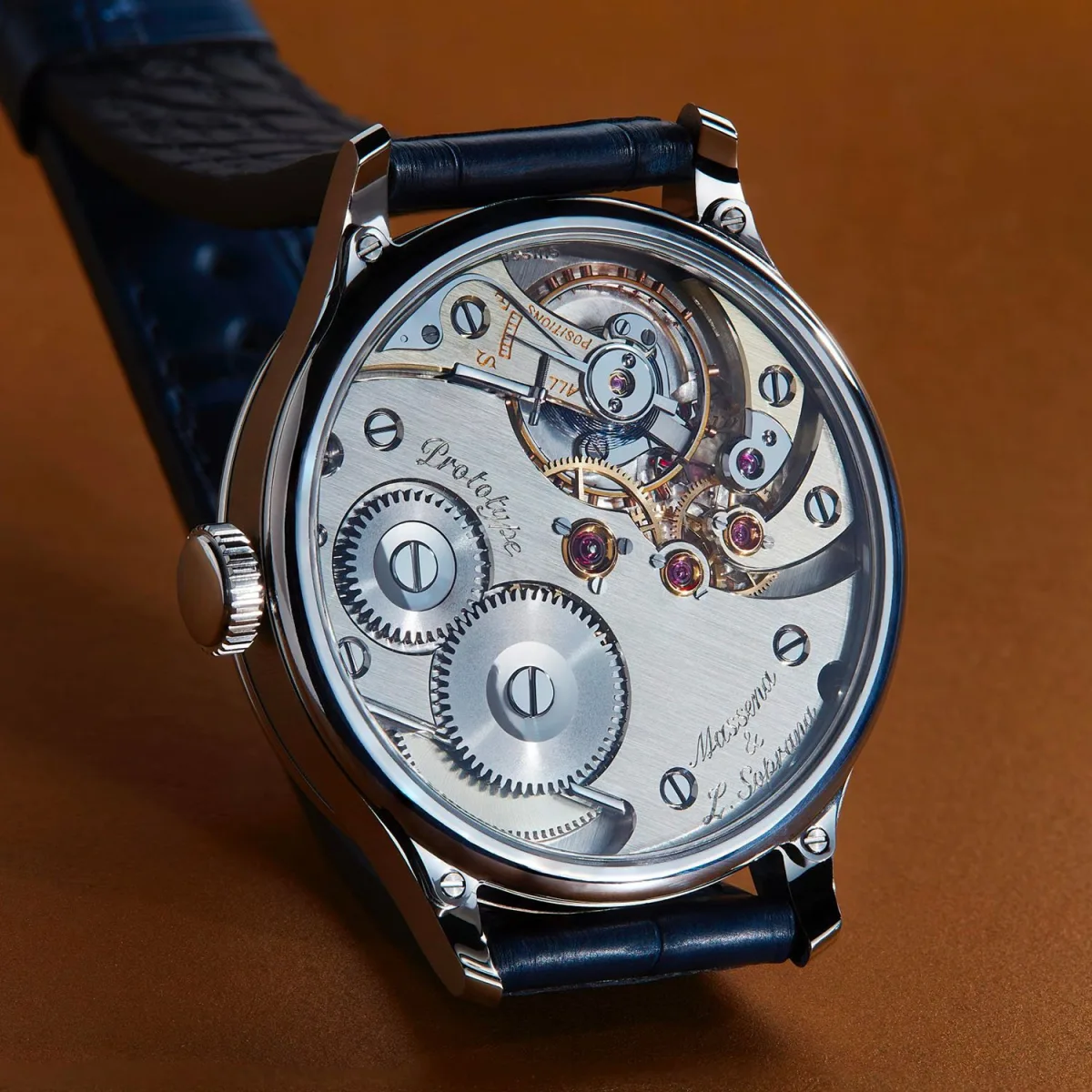 Luca Soprana working on the Old School watch mechanism.
