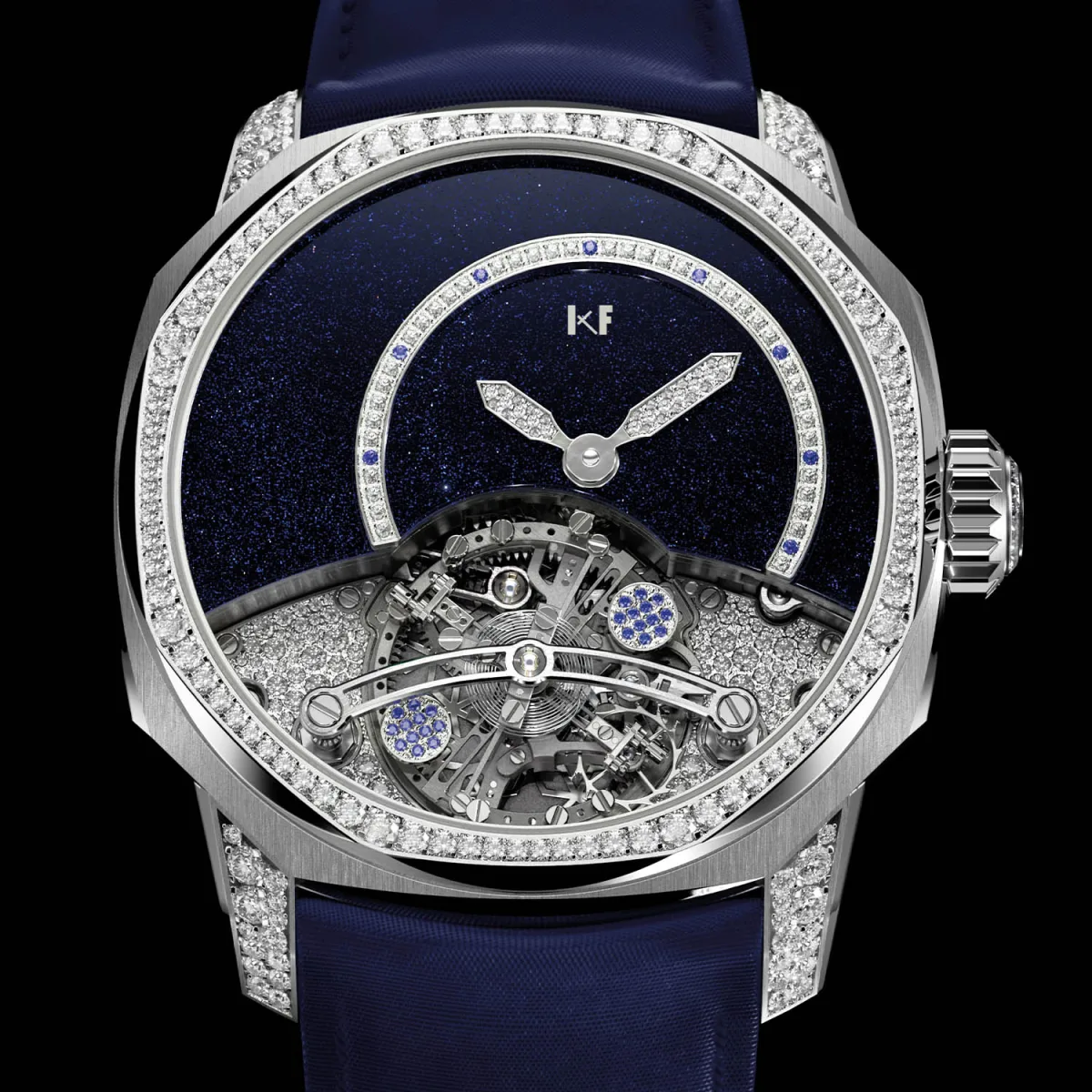 Close-up of Novamag 02 movement in Lady EI8HT watch