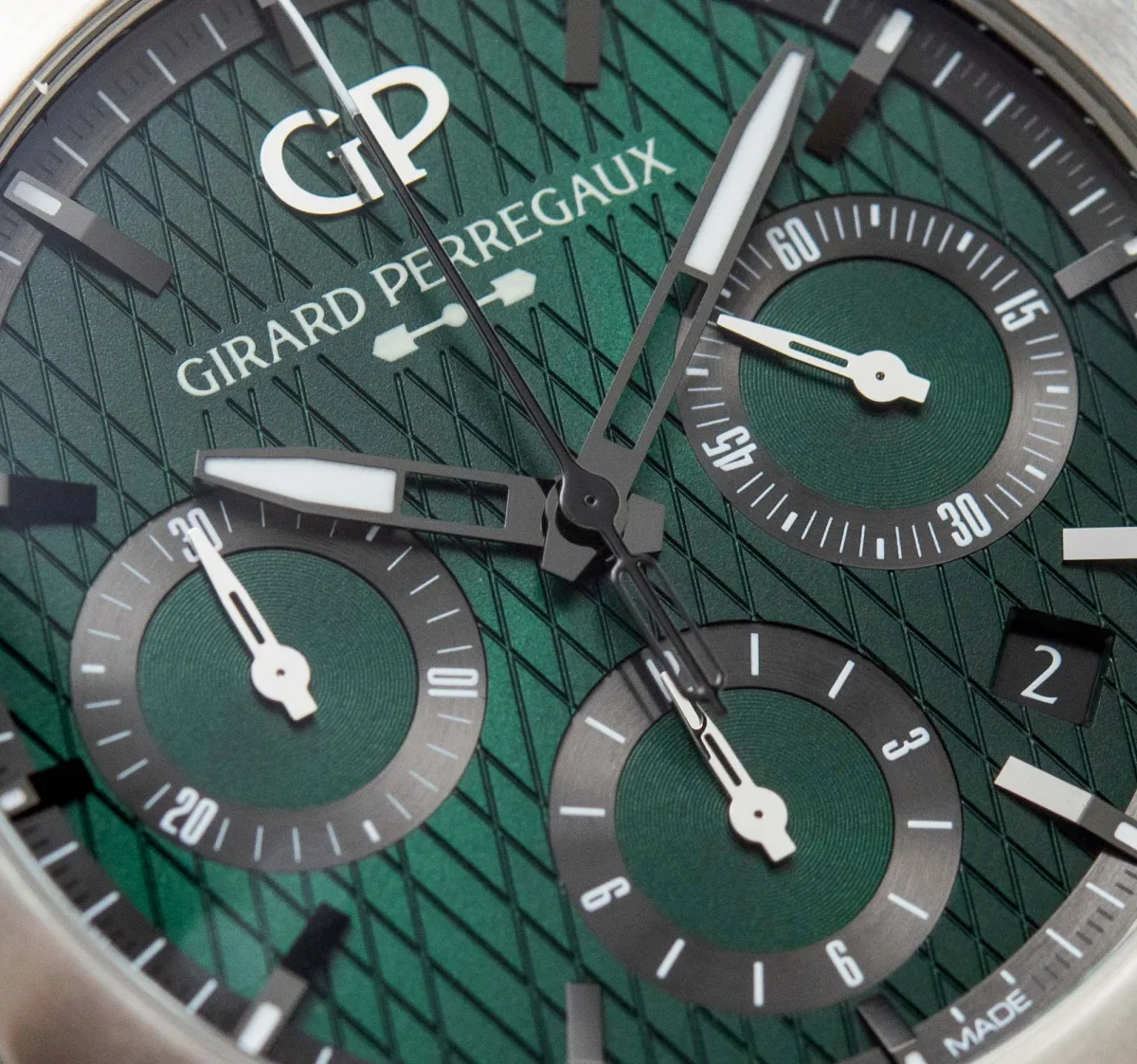 Dial of Girard-Perregaux Laureato Chronograph – Aston Martin Edition