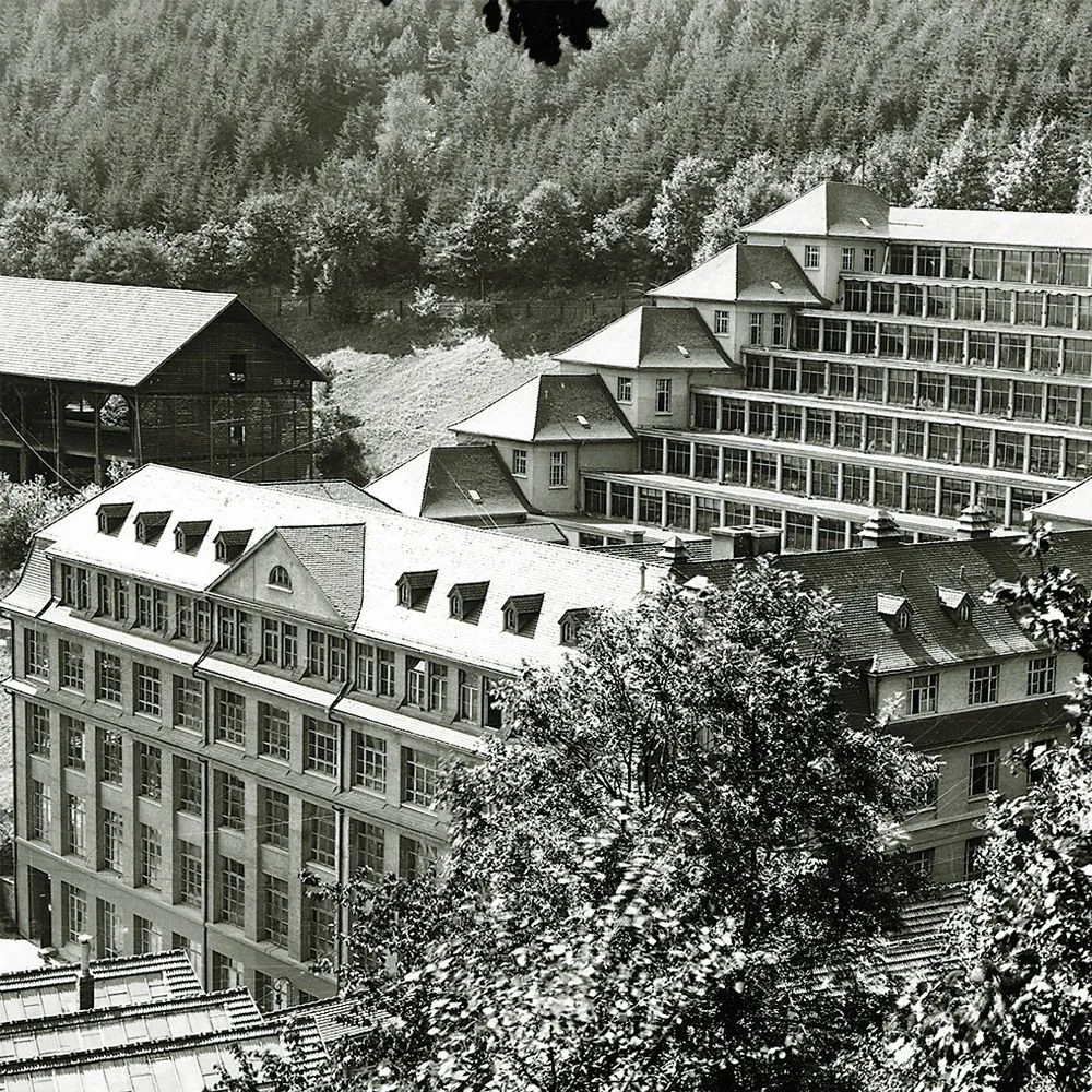 Historical image of Junghans factory in Schramberg