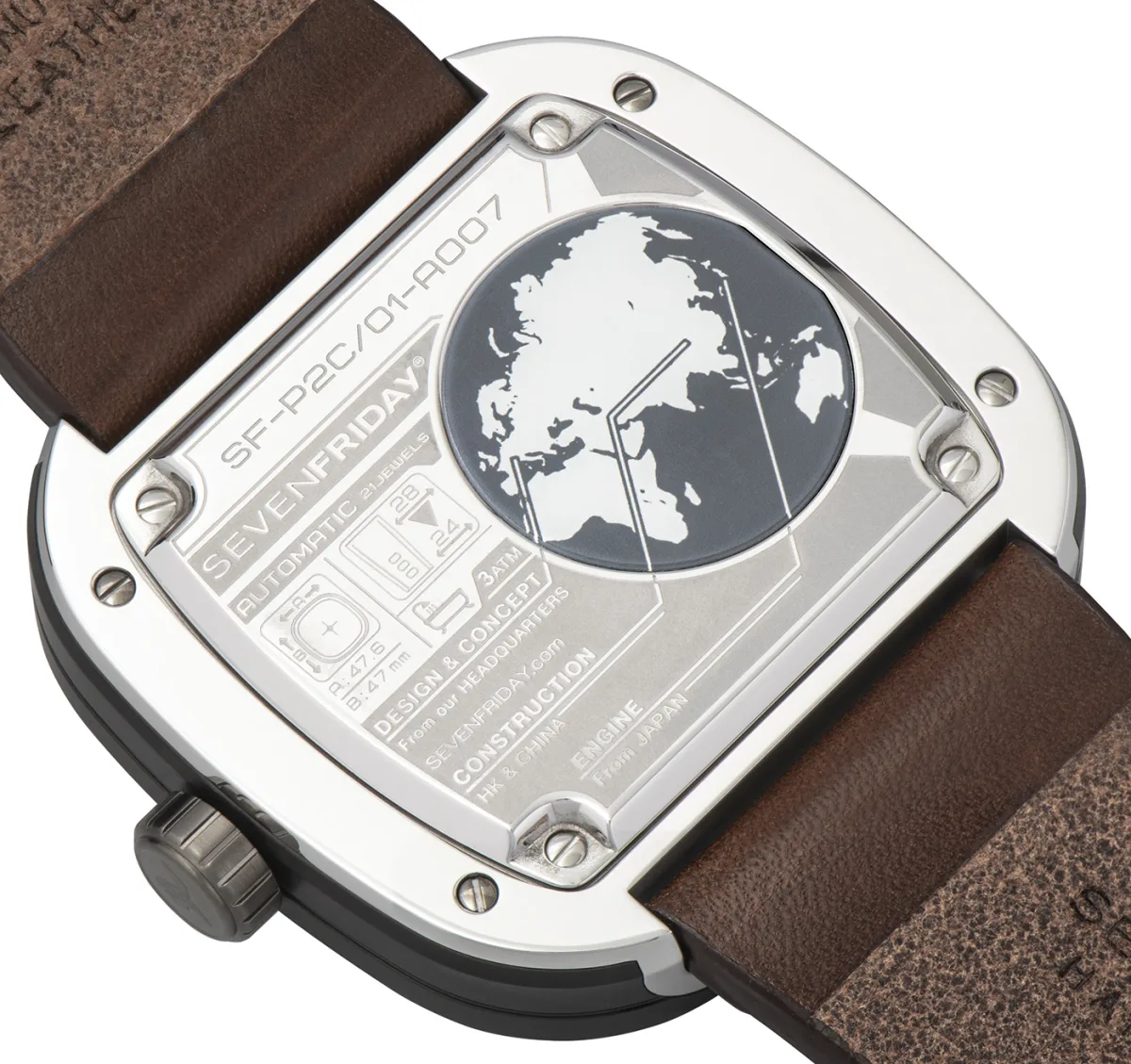Dial details of the SevenFriday P2C/01 watch