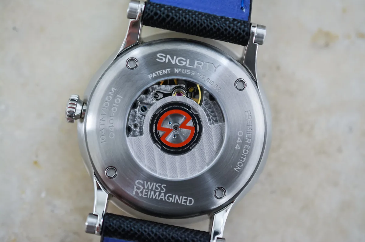 Sellita SW300-1 movement in SNGLRTY watch