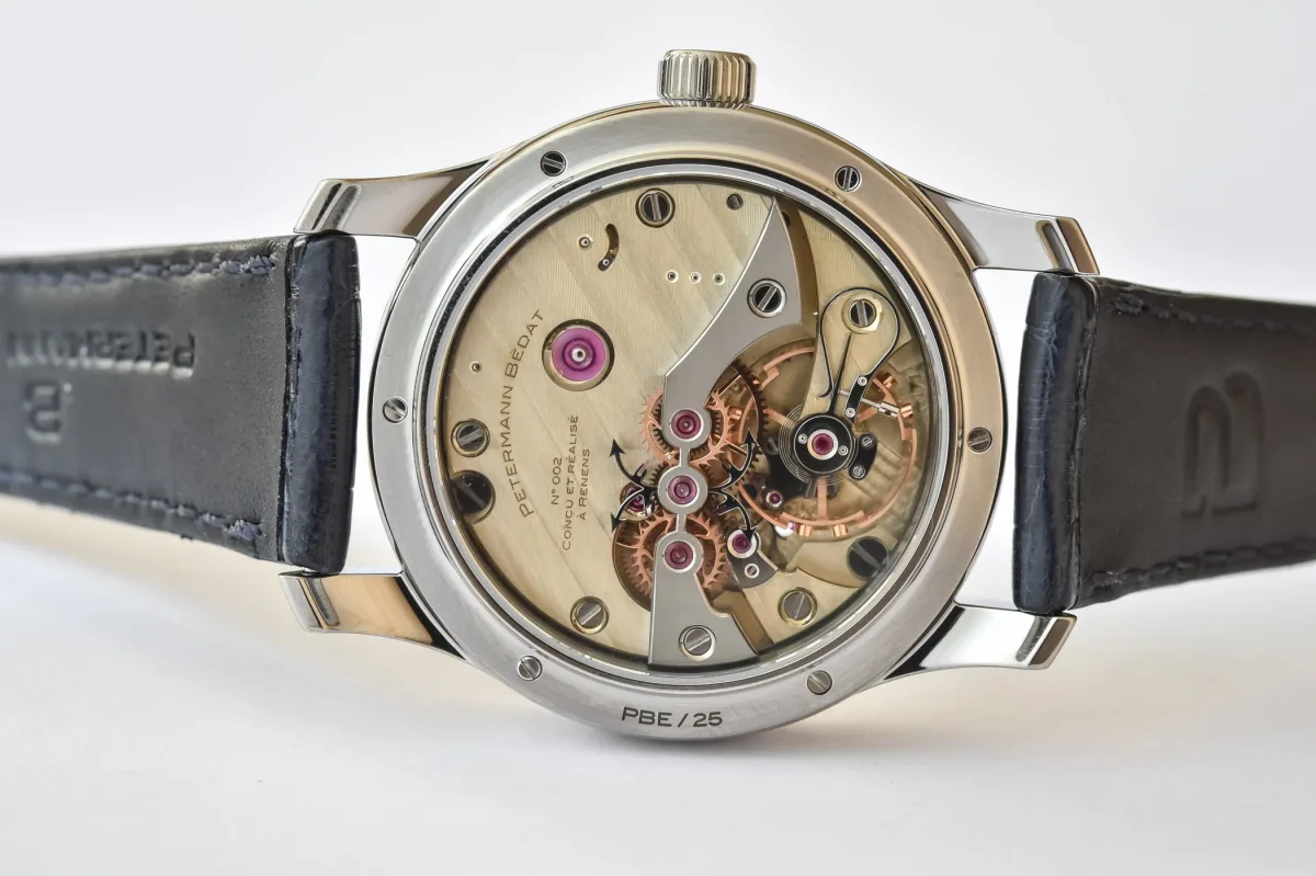 Close-up of Petermann Bédat 1967 Deadbeat Seconds movement