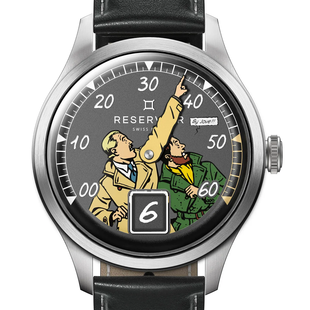 Side view of Reservoir Blake & Mortimer 'By Jove!!!' Edition watch