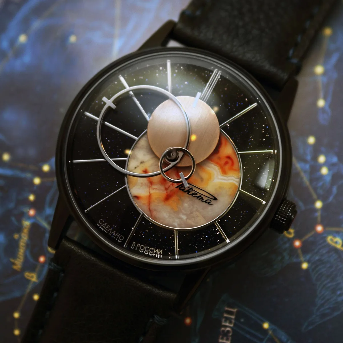 Detail view of the Raketa Copernicus minute hand
